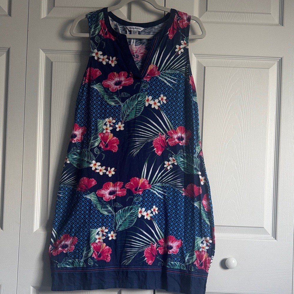 Tommy Bahama Navy and Pink Floral Dress.